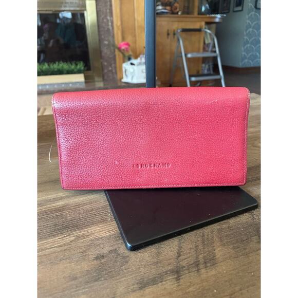 Longchamp Handbags - Longchamp Red Leather Envelope Wallet